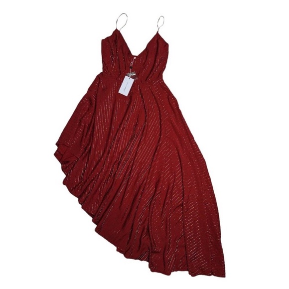 Lovers + Friends Midi Caterina Dress Beaded Embellished
Red Hi Low V Neck XS - Picture 3 of 9